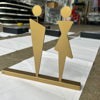 Letrero de Baño Personalizado en Metal Dorado 3D, Letrero de Baño Masculino y Femenino para Hotel, Centro Comercial, Restaurante