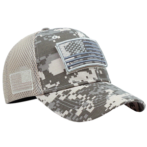 Atacado Men's Sporty Casual Baseball Cap EUA Bandeira Patch Tear-Away Proteção UV Custom <span class=keywords><strong>Mesh</strong></span> Camo Cap para uso ao ar livre - Product Image 3