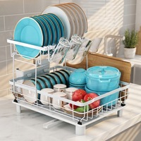 Égouttoir à vaisselle double couche pour comptoir de cuisine, étagère de rangement et support d'égouttage