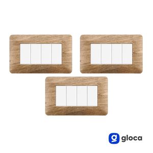 Interrupteurs muraux Gloca 4 voies 4 interrupteurs en plastique imitation bois durable pour usage domestique - Product Image 2