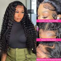 Perruque Lace Frontal Closure 13x6 13x4 Deep Wave 100% Cheveux Humains Noir Naturel Pré-Pluckée, Perruques Cheveux Humains Marque Privée, Usine