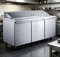 Bar à salades réfrigéré et table de préparation de pizzas, 510L, 3 portes, refroidissement à température unique