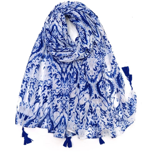 2024 mode 180*85cm Stock femmes mode écharpes Polyester bleu imprimé écharpe belle crème solaire châle - Product Image 2
