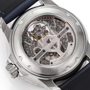 Opulent Limited Edition Tourbillon Skeletonized Blue Sunray Dial Satin Steel <b>Case</b> Automatic Mechanical Professional Men <b>Watch</b> - Product Image 3