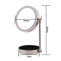 Miroir de Maquillage de Bureau LED Professionnel en Métal, Rechargeable USB, Contrôle Tactile, Tricolore, Intensité Réglable, avec Plateau de Rangement