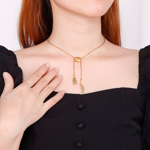 Collier à breloques réglable en acier inoxydable avec fermoir en forme de cœur pour garçon et fille - Product Image 6
