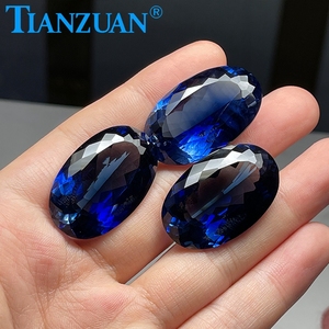 Piedra Preciosa de Zafiro Corindón Cultivado en Laboratorio, Corte Natural, Forma Ovalada, Azul Oscuro, 22*35mm, 76ct, para Joyería - Product Image 4
