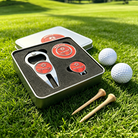 Coffret Cadeau Golf Professionnel Finition Antique Marqueur de Balle Outil de Réparation de Divots à Double Pointe Marqueur de Golf Type Jeton de Poker