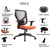 Chaise de bureau ergonomique en maille, dossier réglable, accoudoirs 3D, verrouillage d'inclinaison, support lombaire en mousse moulée, GTChair