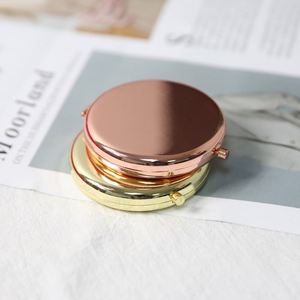Portable <b>Double</b>-<b>Sided</b> Foldable Makeup <b>Mirror</b> Small Pocket Metal Frame Cosmetics Advertising Gift with Printed Laser Logo - Product Image 3