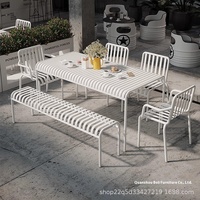 Ensemble table et chaises d'extérieur en fer moderne pour salon de thé au lait, café, petit design créatif, balcon, cour avec garantie de 5 ans