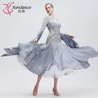 B-24233 haut de gamme Yundance nouveau Costume de danse de salon Standard national compétition gris en mousseline de soie robe de danse de salon femme
