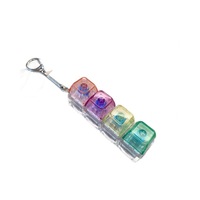 Porte-clés testeur de clavier mécanique en plastique à 4 touches PC4 anti-stress avec boutons anti-stress et jouet de relaxation pour les doigts