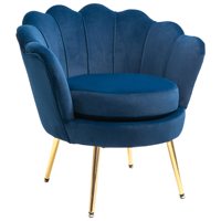 Fauteuil moderne de luxe capitonné en velours en forme de coquille avec pieds dorés vert pour la maison, le bureau et l'hôtellerie