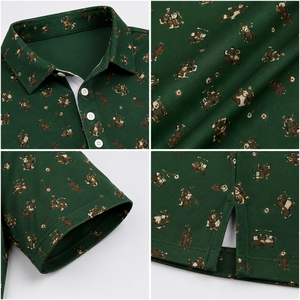 Polo de golf pour homme avec logo personnalisé, motif micro-golf imprimé, vert, anti-humidité, manches courtes, marque privée, fabricant OEM ODM - Product Image 3