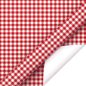 Wholesale Red Grid Pattern Coated <b>Paper</b> Christmas Gift Wrapping <b>Paper</b> Roll Holiday Gift Packing - Product Image 1