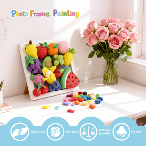Kit de loisirs créatifs en argile auto-durcissante pour cadre photo, thème fruits, non toxique, sans cuisson, sûr pour les enfants, personnalisable, jouet éducatif, cadeau - Product Image 6