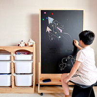 Tableau noir magnétique double face en bois de pin pour enfants, idéal pour la maison