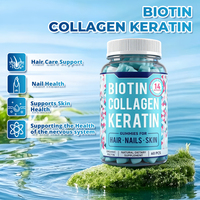 Gummies en forme de cœur au collagène de poisson, à la biotine bleue, saveur fraise, suppléments alimentaires de vitamine B7 pour cheveux, peau et ongles, pour adultes