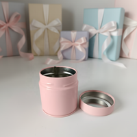 Boîte à thé matcha en métal de qualité alimentaire 30g, hermétique, à double couvercle, rose mat, pour poudre de matcha, vente en gros