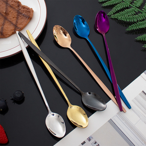 Màu Sắc Khác Nhau Gương Đánh Bóng Trộn Muỗng Thép Không Gỉ Dài Xử Lý Muỗng Vàng Muỗng Cho Khách Sạn Nhà Hàng Thanh - Product Image 6