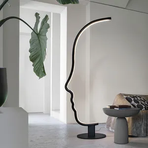 Nordic post-modern floor lamp in hotel living room and bedroom black Art Deco design style home curved surface LED floor lamp