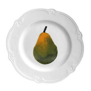 Assiette à dessert en céramique de poire en relief français, assiette de table à manger de grande valeur pour la maison, présentoir de fruits mignon, fête luxueuse à motif de plantes - Product Image 1