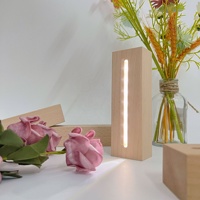 Base lumineuse LED en bois avec compartiment pour piles AAA pour panneau acrylique, support de lampe de nuit pour décoration intérieure, cadeau