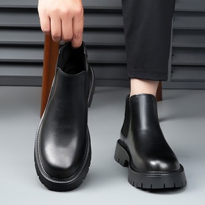 Bottes d'hiver grande taille 38-48 en cuir de vachette de qualité, <span class=keywords><strong>bottines</strong></span> <span class=keywords><strong>Chelsea</strong></span> classiques, élégantes chaussures habillées pour hommes - Product Image 3