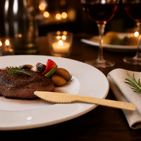 Ensemble de couverts jetables en bambou, couteau, fourchette, cuillère, ustensiles en bois naturel, vaisselle écologique biodégradable pour la restauration