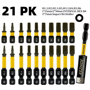 Kezhide Hex Bit Set 21 Pc H1.5 H6 25mm 50mm Impact Driver Bits Metric Industrial Chrome Vanadium Steel - Product Image 1