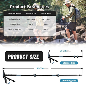 Bâtons <span class=keywords><strong>de</strong></span> randonnée pliables et réglables en alliage d'aluminium 6061 Earthtree à 3 sections pour le <span class=keywords><strong>ski</strong></span>, la randonnée et l'escalade en extérieur - Product Image 4