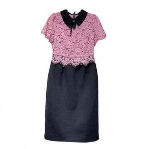 Robe Midi Moulante Taille Empire XXL Printemps-Été 2025 pour Femme, Col Rabattu, Patchwork, Perles et Dentelle au Crochet pour Soirée Cocktail - Product Image 4