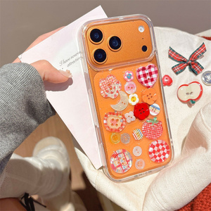 เคสโทรศัพท์มือถือลายดอกไม้น่ารักวิบวับ สำหรับ iPhone 17 16 15 14 Pro Max แบบใส ประดับกระดุมเสื้อผ้า DIY ลายพระจันทร์  ฝาหลังเรซิ่น - Product Image 4