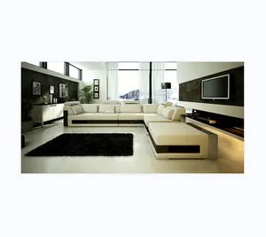 New Model Designs Genuine Modern Couch Leather Wooden Frame Living Room Sofa Set With Headrest