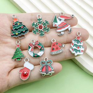 Christmas Alloy Pendant Mix Snowflake Bell Reindeer Santa DIY Jewelry Accessories Zircon Charm For Bracelet Necklace - Product Image 2