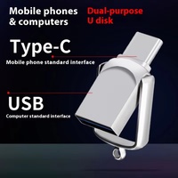 Flash Drive USB 3.0 Tipe-C Panjang Baru Berbahan Metal dengan Dua Port, Garansi 1 Tahun, dan Desain Khusus untuk Transfer Data OTG