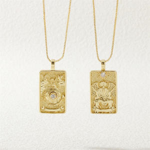 新しいファッションゴールドメッキソロモンタロットカードネックレスヒップホップ絶妙なジュエリー女性用ネックレス - Product Image 4