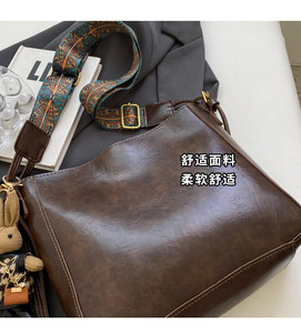 High-end retro bucket bag for women new 2026 style wide <b>strap</b> <b>shoulder</b> bag/crossbody bag - Product Image 3