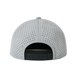 Patch PVC personnalisé Logo respirant découpé au laser trou 6 panneau étanche structuré Snapback chapeau à bord plat réglable pour les sports de golf - Product Image 3