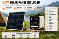 Estación de Energía Portátil ETPEAK de 300W MPPT con Onda Sinusoidal Pura, 256Wh LiFePO4, Generador Solar, Carga para Auto, Camping, Emergencias en el Hogar