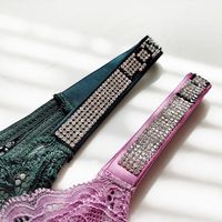 String ultra-fin pour femme, ultra-transparent, sexy, avec strass LOVE brillants et lanières en dentelle, style T-pantalon