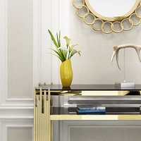 Plateau en verre de luxe Base en acier inoxydable doré Couloir Coin Décoratif Salon Console Meuble de table