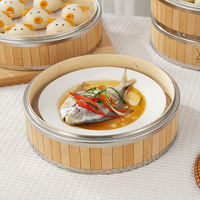 Panier vapeur en bambou à 2 niveaux de 10 pouces avec anneau en acier inoxydable pour la cuisson de dim sum, de bao buns et de raviolis, vente en gros Natural House