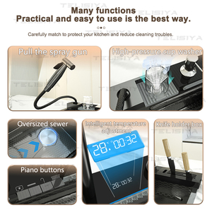 Lavello da <span class=keywords><strong>cucina</strong></span> in acciaio inossidabile spazzolato aggiornato con set di rubinetti a cascata per la <span class=keywords><strong>cucina</strong></span> dell'hotel - Product Image 4