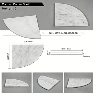 Étagères d'angle de <span class=keywords><strong>douche</strong></span> encastrées murales en résine à motif marbre blanc Calacatta, 15 pouces, personnalisées OEM, pour salle de bain moderne - Product Image 3