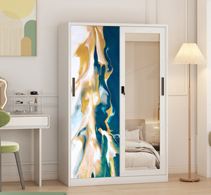 <span class=keywords><strong>Armadio</strong></span> Guardaroba in Acciaio con <span class=keywords><strong>Ante</strong></span> Scorrevoli per la <span class=keywords><strong>Cameretta</strong></span> dei Bambini, Grande Capacità e Stampa, per Tutti i Tipi di Uso Domestico - Product Image 4