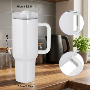 Vaso de Viaje Blanco de Doble Pared con Aislamiento al Vacío de 40 oz, Vaso de Acero Inoxidable con Tapa y Asa - Product Image 3