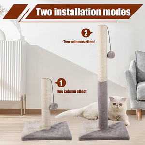 D国王莫登木猫树塔抓挠柱与天然剑麻绳和挂球玩具猫树 & 抓挠器 - Product Image 3