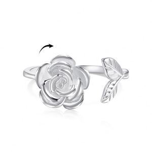 Dylam Fancy Stylish Jewelry Women 925 Sterling <b>Silver</b> Rhodium 18K Gold Plated <b>Adjustable</b> Rotatable Rose Flower Anxiety <b>Rings</b> - Product Image 1
